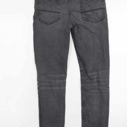 River Island Boys Grey Cotton Skinny Jeans Size 12 Years Regular Zip - Distressed