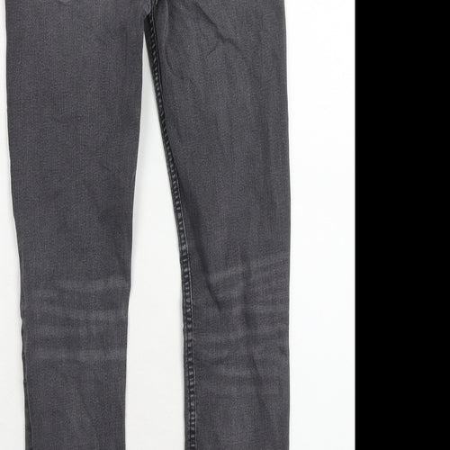 River Island Boys Grey Cotton Skinny Jeans Size 12 Years Regular Zip - Distressed