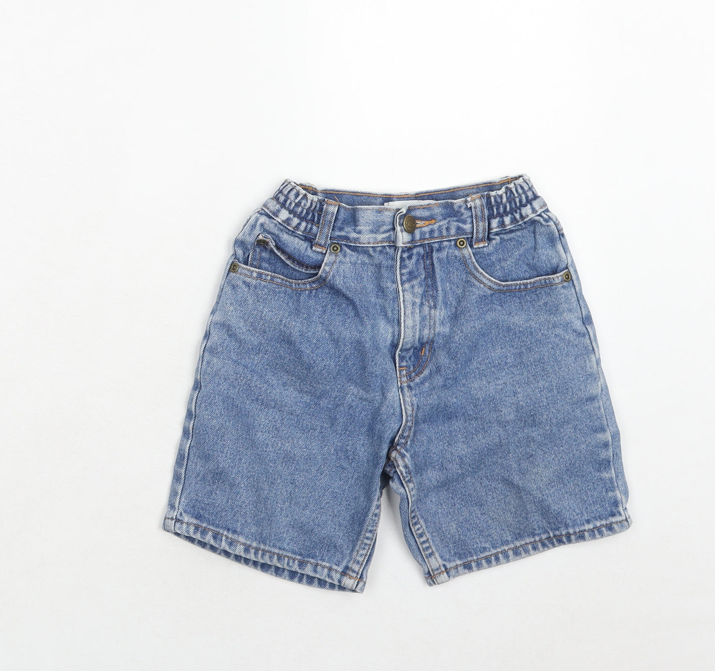 ITEMS Girls Blue Cotton Mom Shorts Size 5-6 Years Regular Zip
