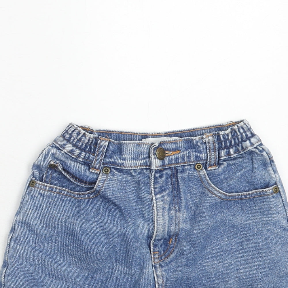 ITEMS Girls Blue Cotton Mom Shorts Size 5-6 Years Regular Zip