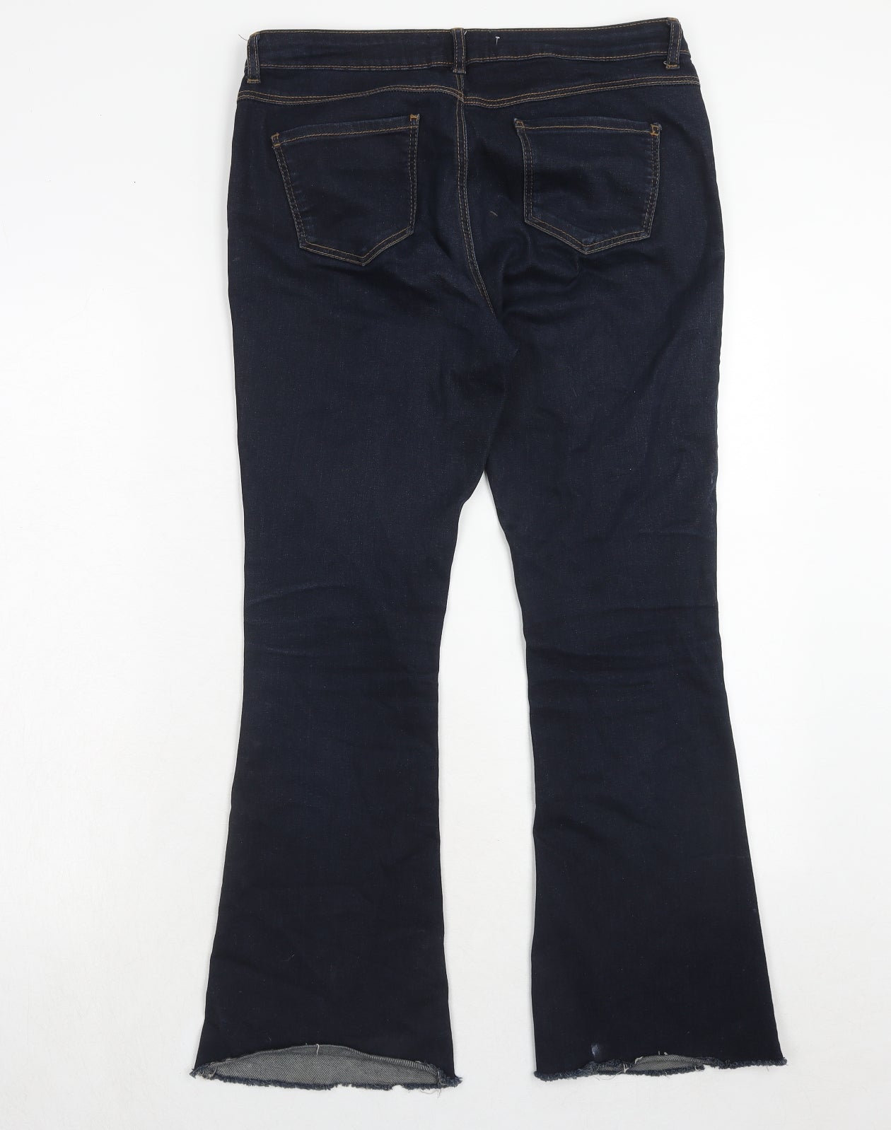 Marks and Spencer Womens Blue Cotton Bootcut Jeans Size 12 Regular Zip