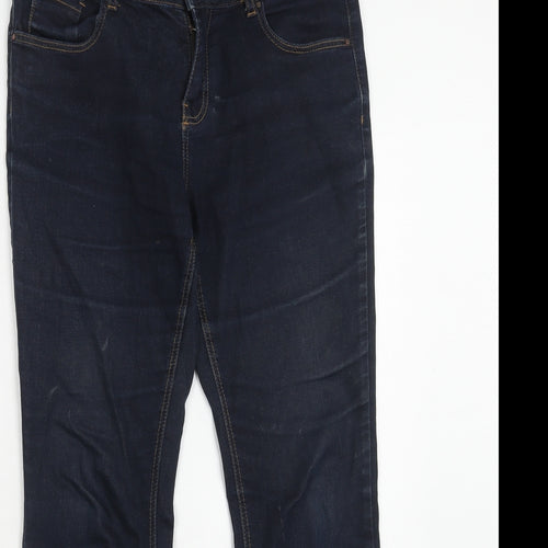 Marks and Spencer Womens Blue Cotton Bootcut Jeans Size 12 Regular Zip
