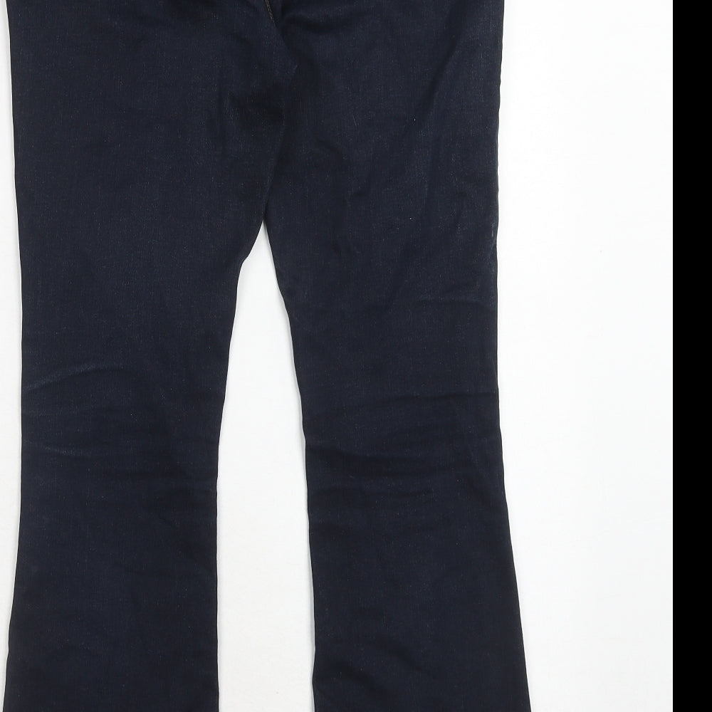 Marks and Spencer Womens Blue Cotton Bootcut Jeans Size 12 Regular Zip