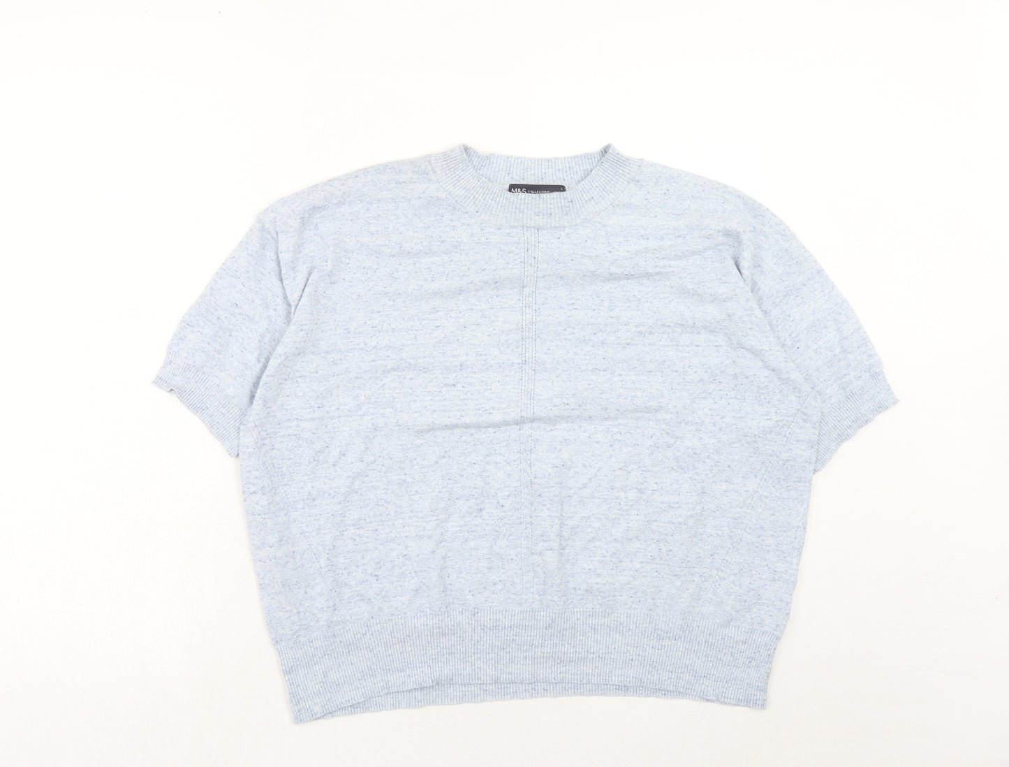 Marks and Spencer Womens Blue Round Neck Cotton Pullover Jumper Size L