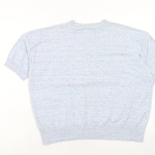 Marks and Spencer Womens Blue Round Neck Cotton Pullover Jumper Size L
