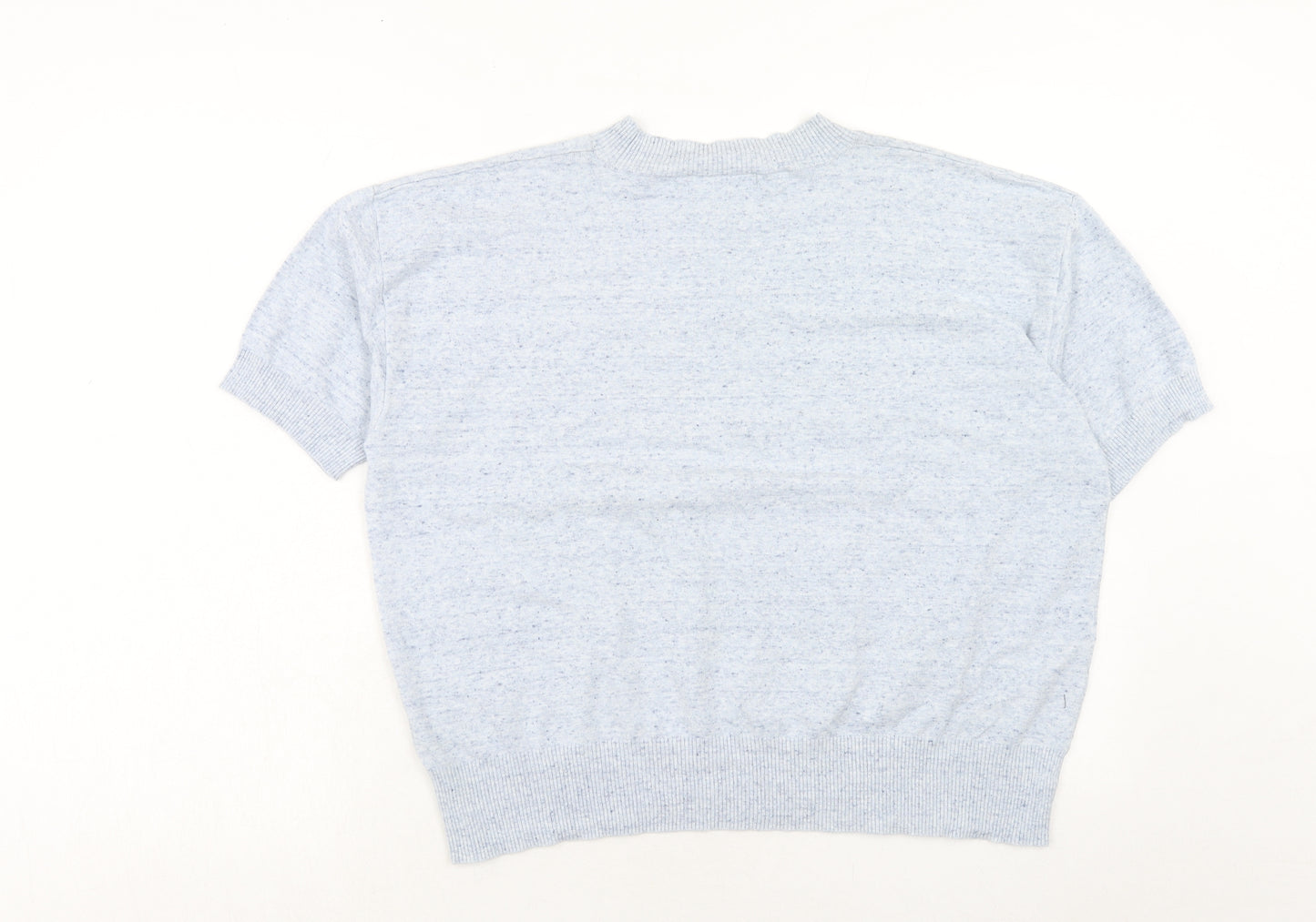 Marks and Spencer Womens Blue Round Neck Cotton Pullover Jumper Size L