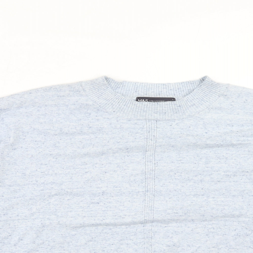 Marks and Spencer Womens Blue Round Neck Cotton Pullover Jumper Size L