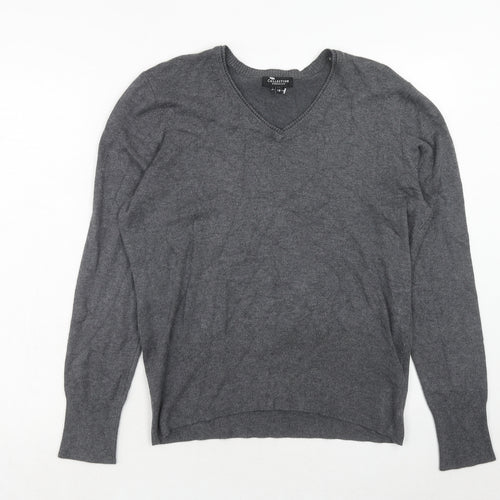 Debenhams Womens Grey V-Neck Viscose Pullover Jumper Size 18