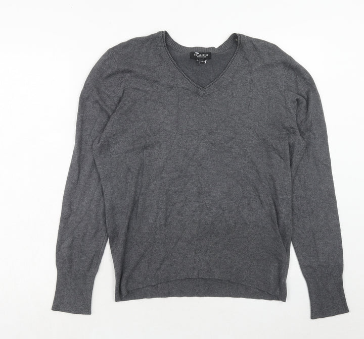Debenhams Womens Grey V-Neck Viscose Pullover Jumper Size 18