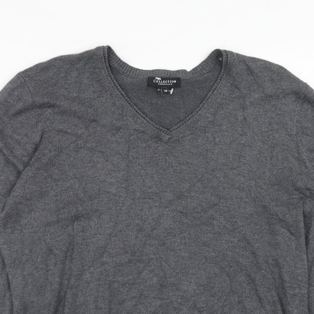 Debenhams Womens Grey V-Neck Viscose Pullover Jumper Size 18