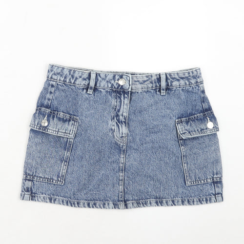 NEXT Womens Blue Cotton Cargo Skirt Size 12 Zip