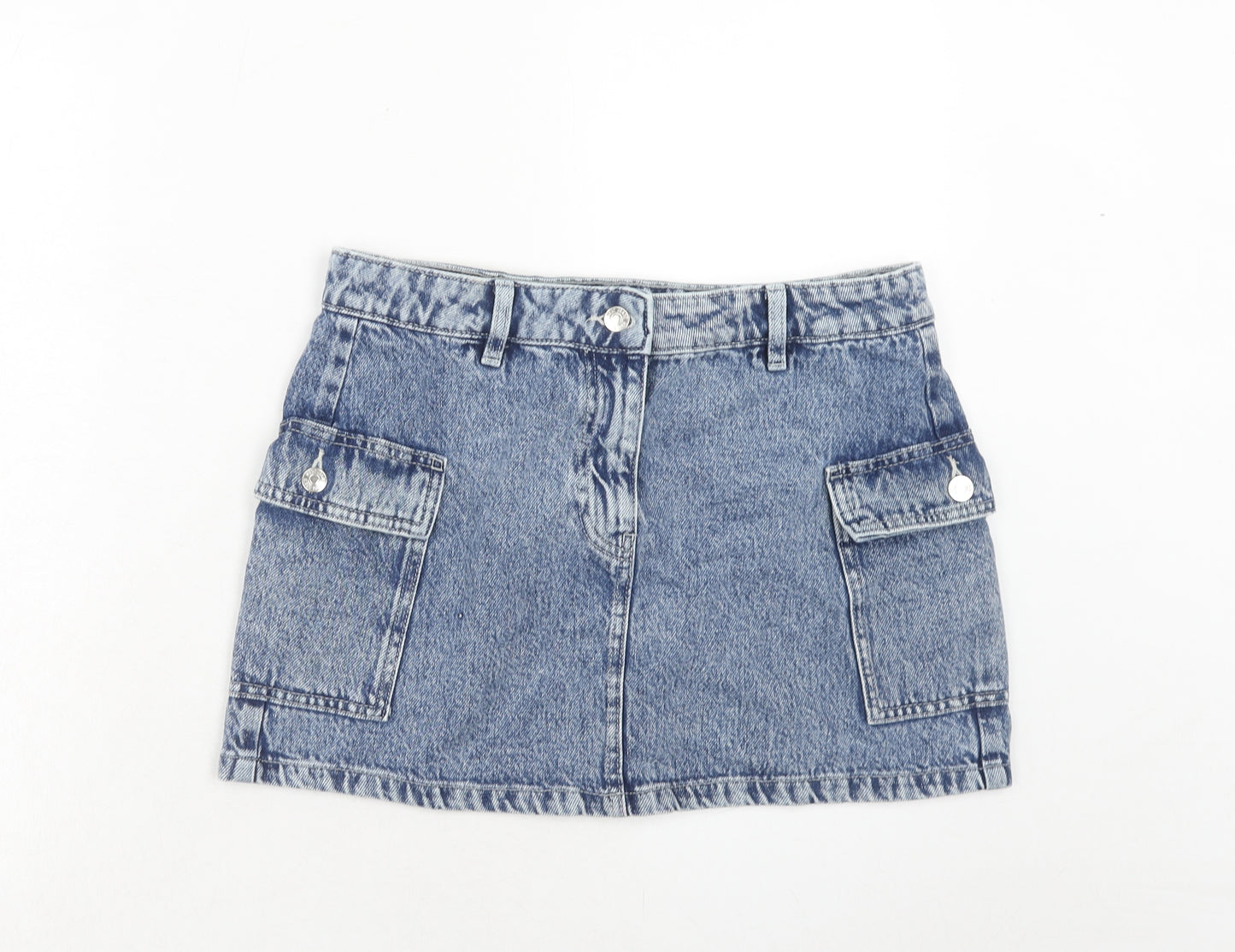 NEXT Womens Blue Cotton Cargo Skirt Size 12 Zip