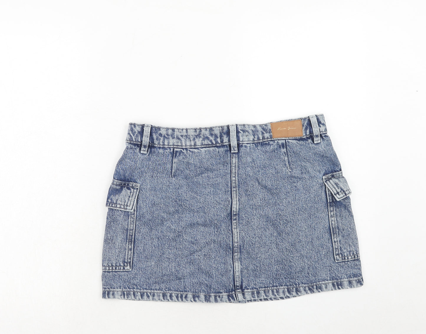 NEXT Womens Blue Cotton Cargo Skirt Size 12 Zip