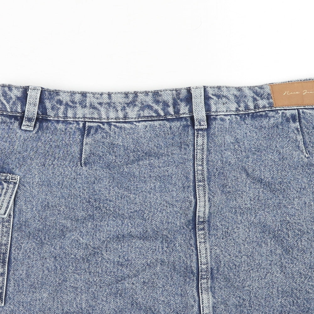 NEXT Womens Blue Cotton Cargo Skirt Size 12 Zip