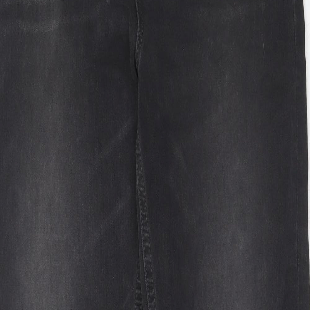 Marks and Spencer Womens Black Cotton Straight Jeans Size 12 Regular Zip