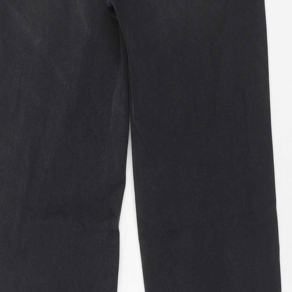 Marks and Spencer Womens Black Cotton Straight Jeans Size 12 Regular Zip