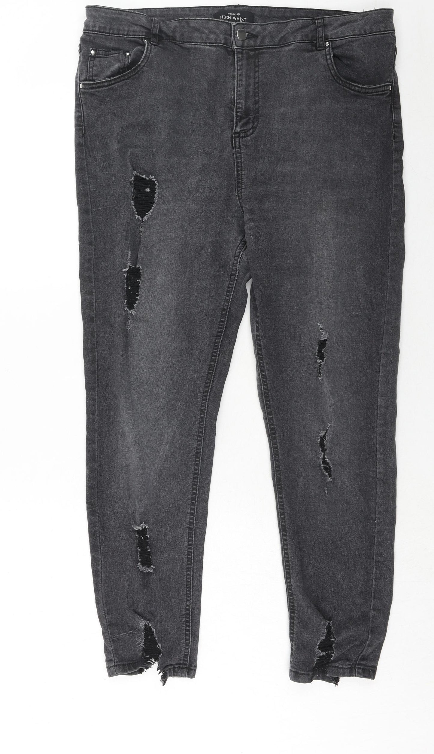 Select Womens Black Cotton Skinny Jeans Size 16 Regular Zip