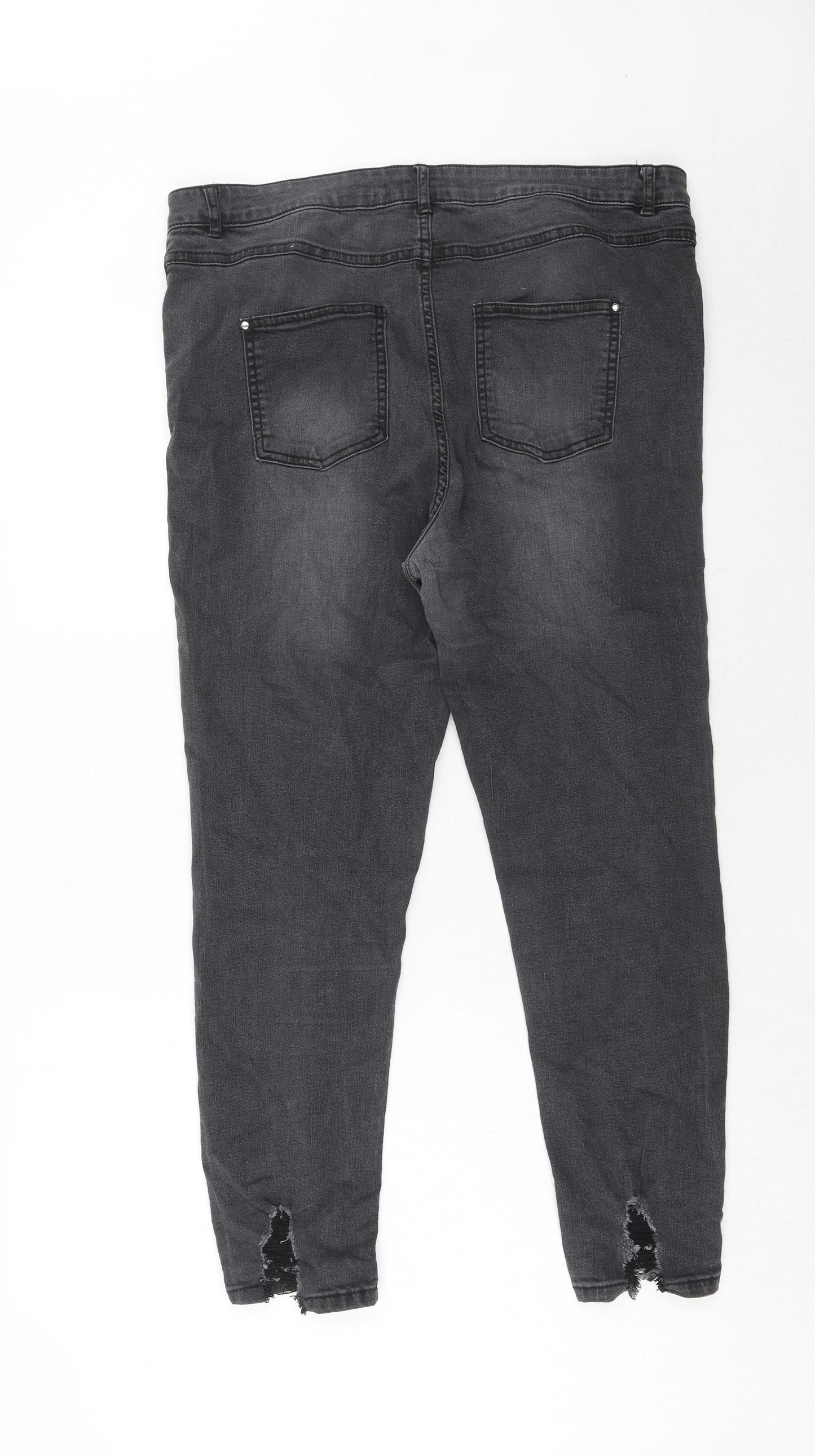 Select Womens Black Cotton Skinny Jeans Size 16 Regular Zip