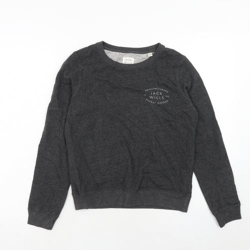 Jack Wills Womens Grey Cotton Pullover Sweatshirt Size 6 Pullover