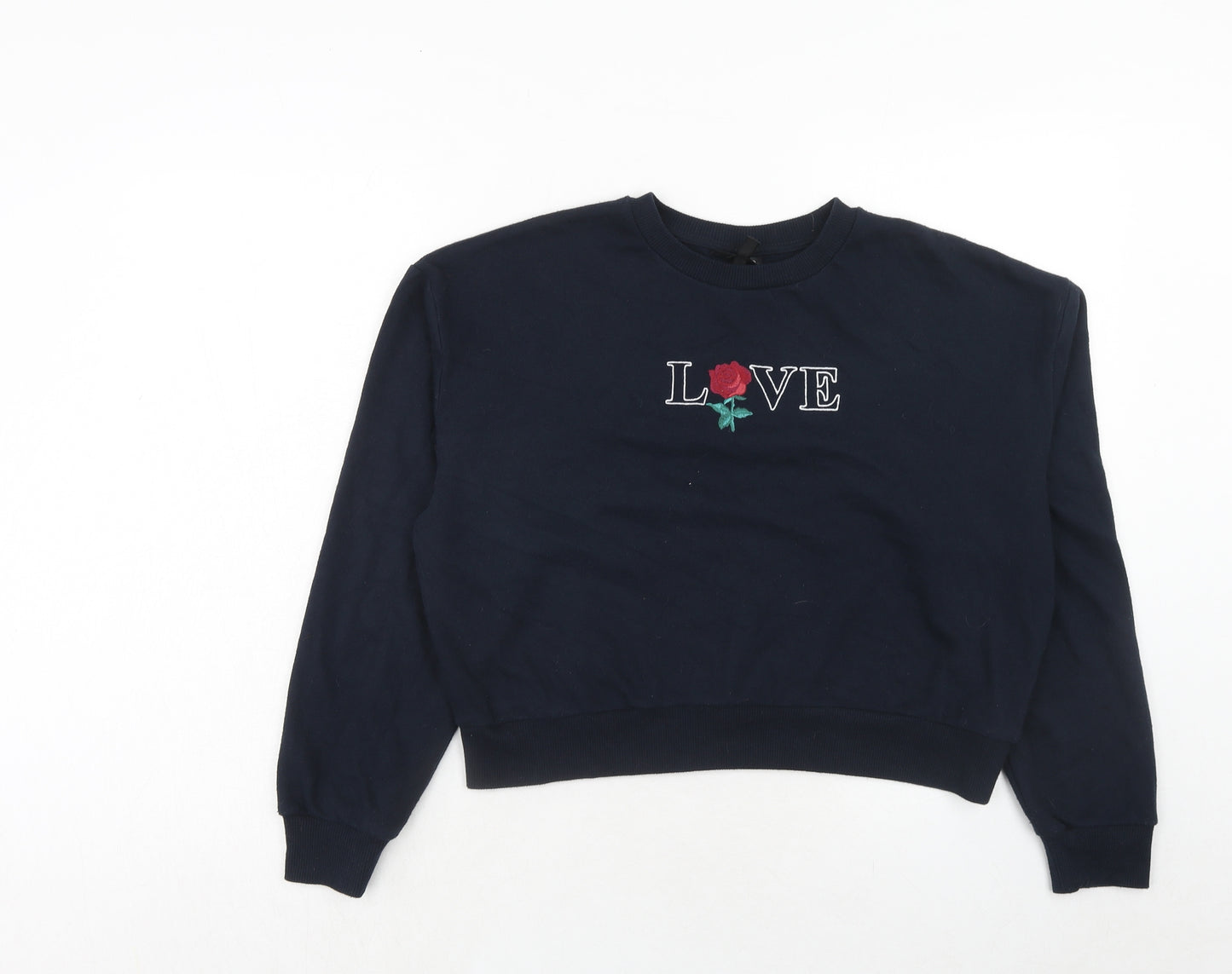 Topshop Womens Blue Cotton Pullover Sweatshirt Size 6 Pullover - Love