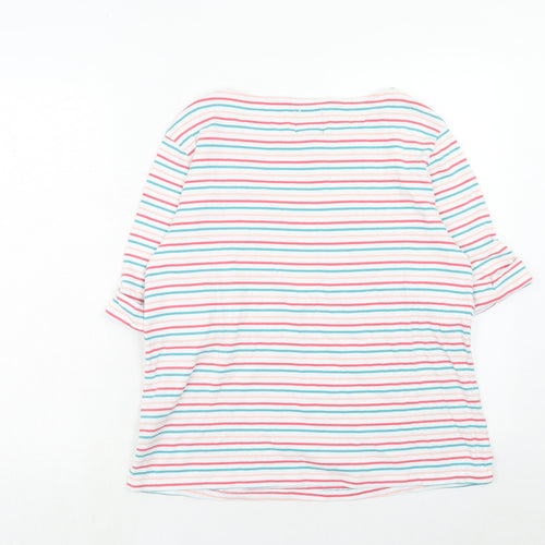 Crew Clothing Womens Multicoloured Striped Cotton Basic T-Shirt Size 16 Round Neck