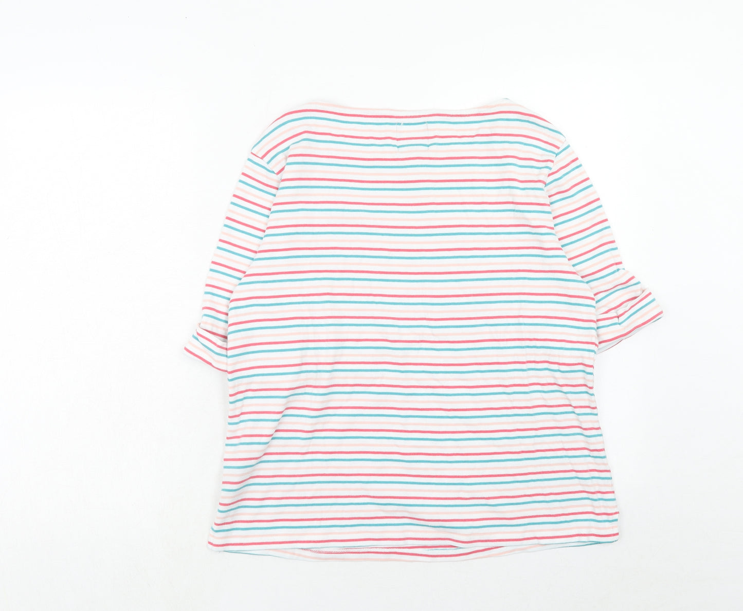 Crew Clothing Womens Multicoloured Striped Cotton Basic T-Shirt Size 16 Round Neck
