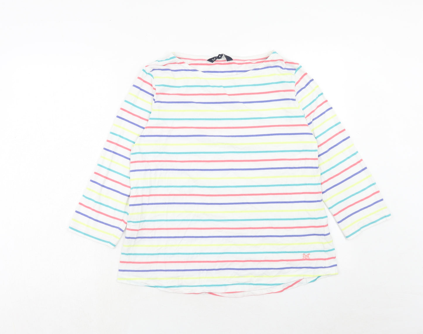 Crew Clothing Womens Multicoloured Striped Cotton Basic T-Shirt Size 16 Round Neck