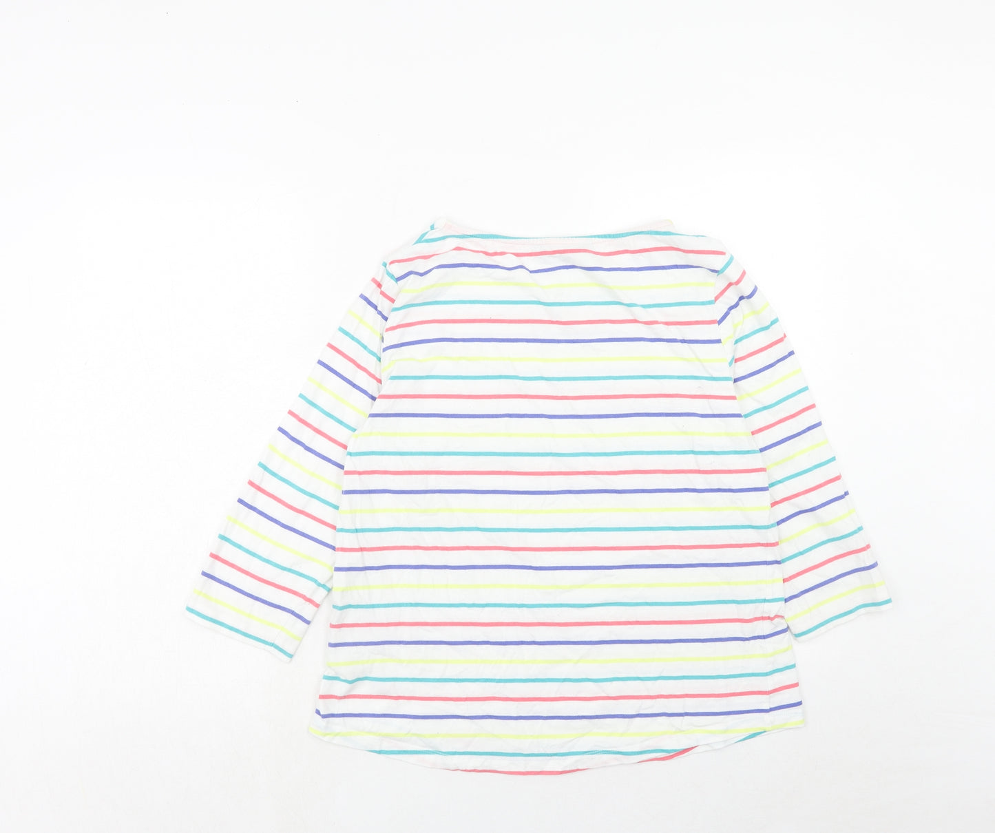 Crew Clothing Womens Multicoloured Striped Cotton Basic T-Shirt Size 16 Round Neck