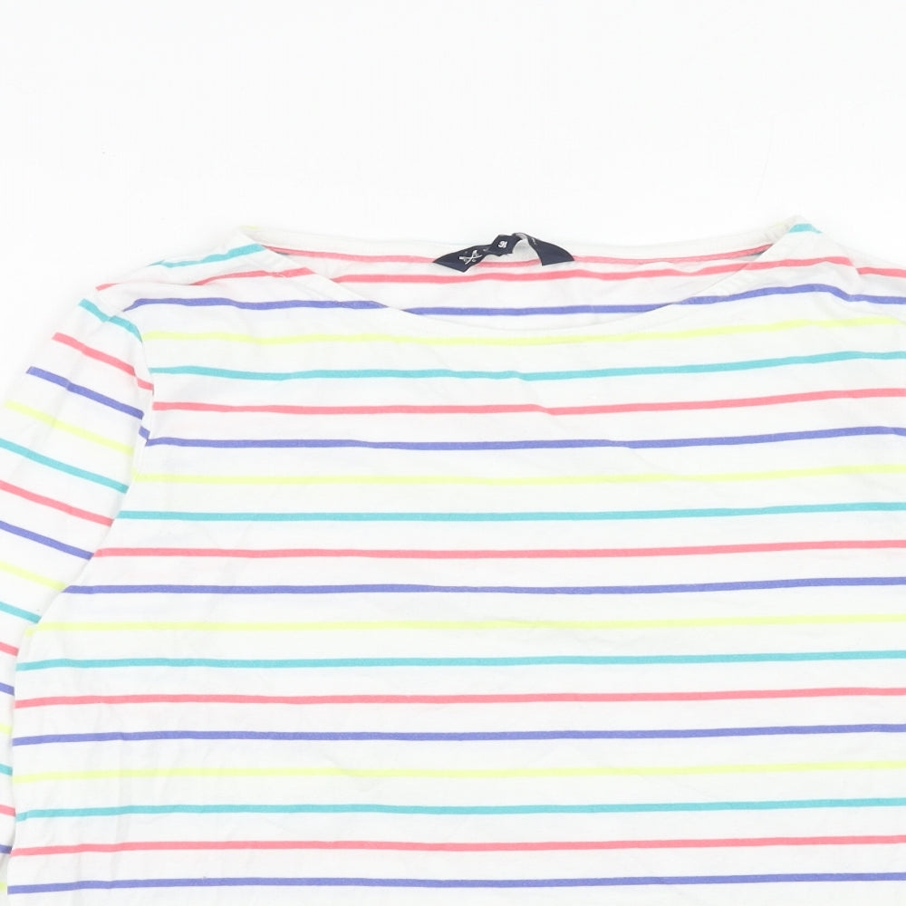 Crew Clothing Womens Multicoloured Striped Cotton Basic T-Shirt Size 16 Round Neck