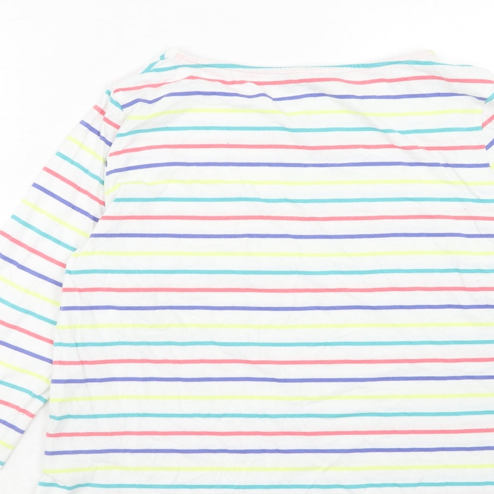 Crew Clothing Womens Multicoloured Striped Cotton Basic T-Shirt Size 16 Round Neck