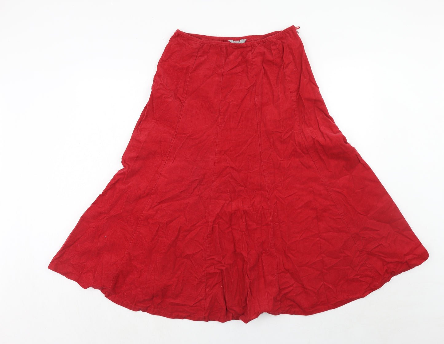 Per Una Womens Red Cotton Swing Skirt Size 10 Zip