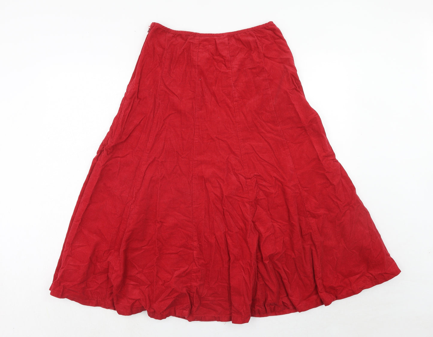 Per Una Womens Red Cotton Swing Skirt Size 10 Zip