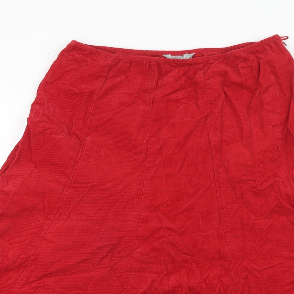 Per Una Womens Red Cotton Swing Skirt Size 10 Zip