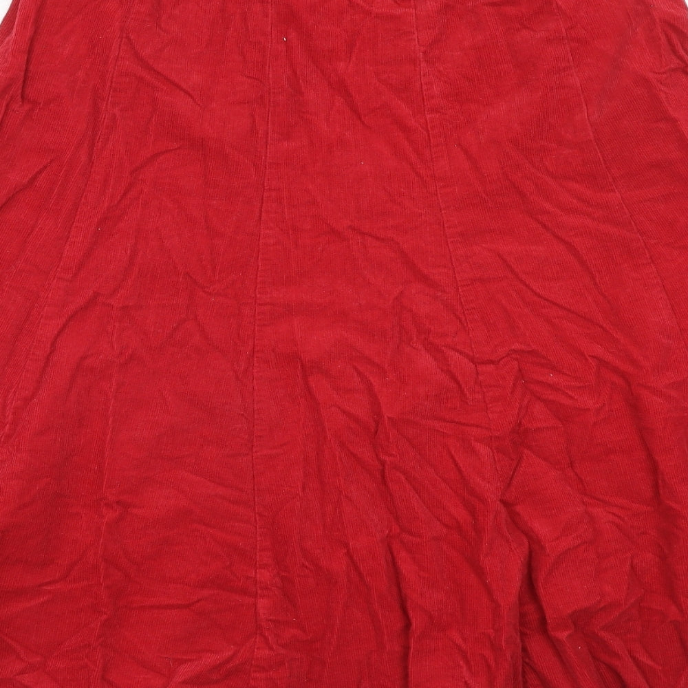 Per Una Womens Red Cotton Swing Skirt Size 10 Zip