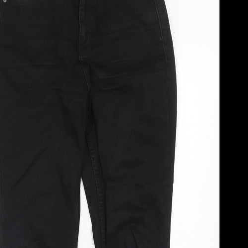 Topshop Womens Black Cotton Straight Jeans Size 28 in L30 in Regular Zip