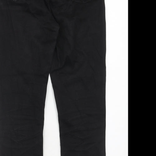 Topshop Womens Black Cotton Straight Jeans Size 28 in L30 in Regular Zip