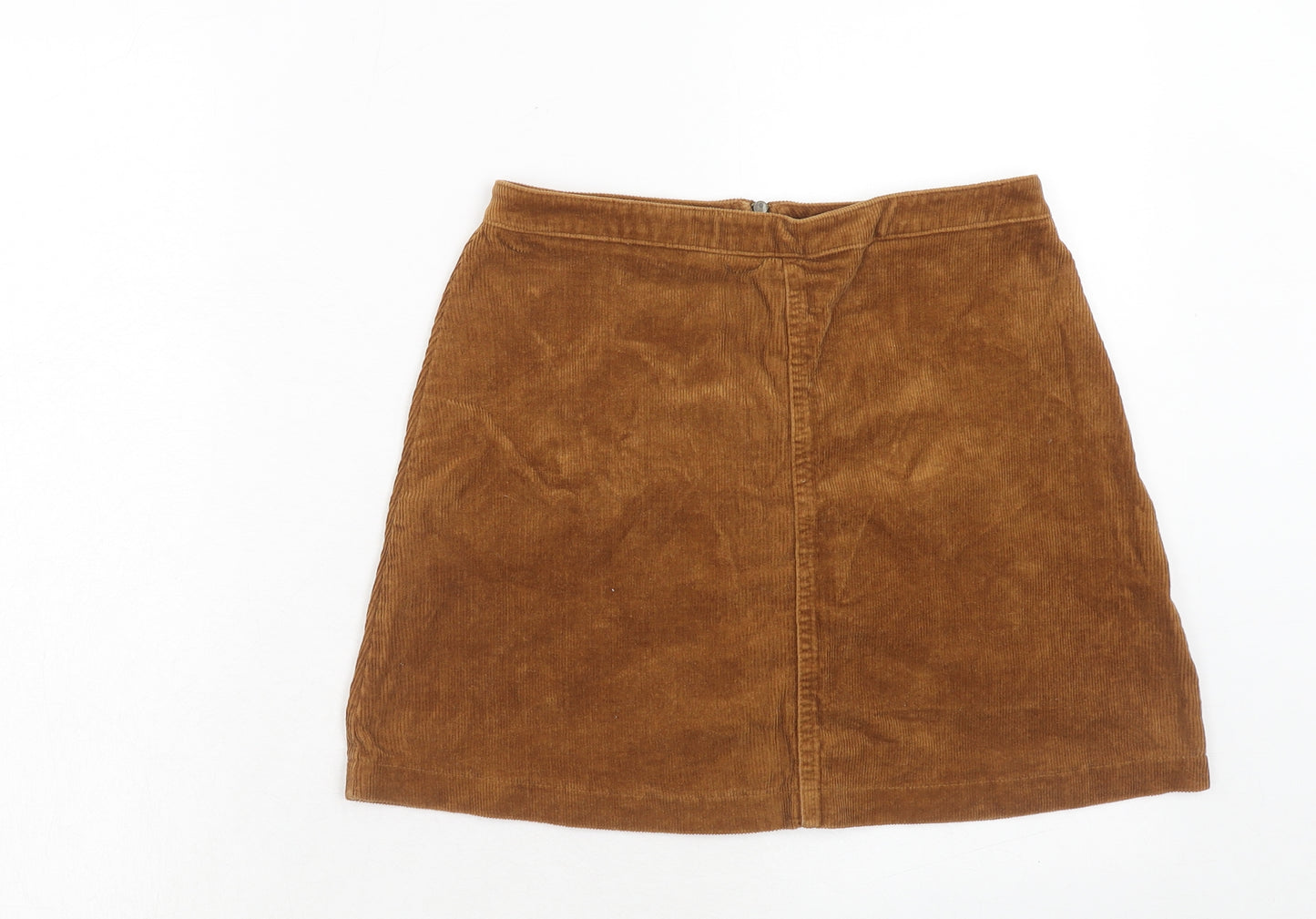 FOREVER 21 Womens Brown Cotton Mini Skirt Size M Zip