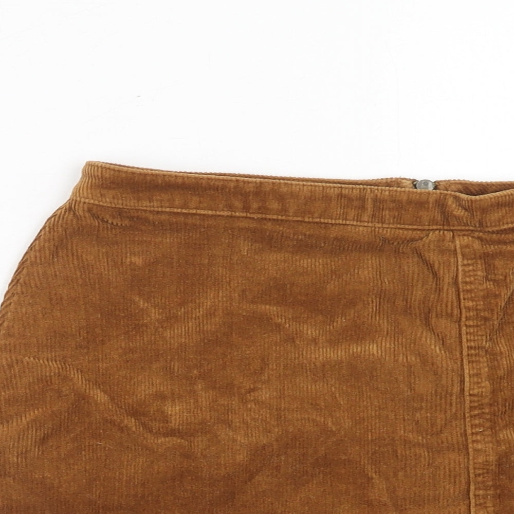 FOREVER 21 Womens Brown Cotton Mini Skirt Size M Zip