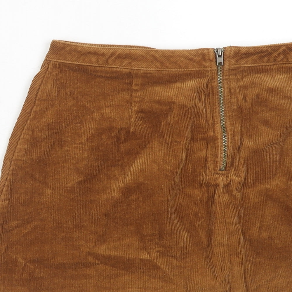 FOREVER 21 Womens Brown Cotton Mini Skirt Size M Zip