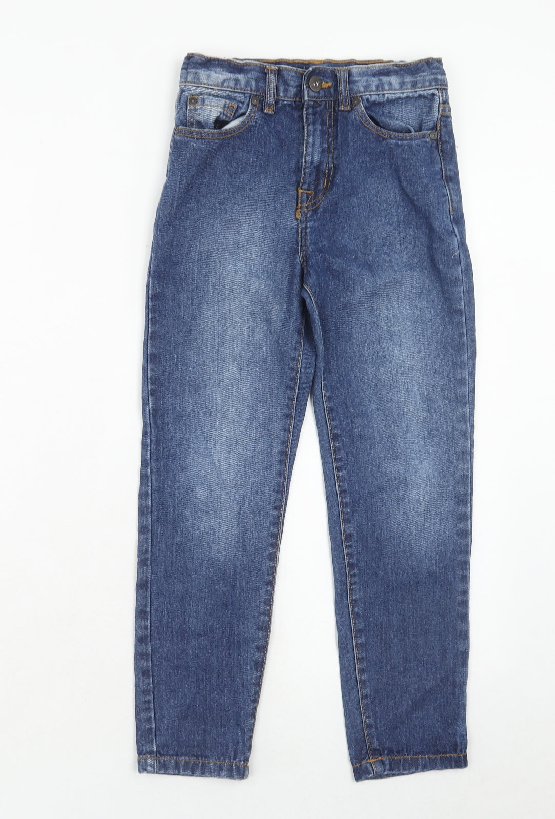 John Lewis Boys Blue Cotton Tapered Jeans Size 8 Years Regular Zip