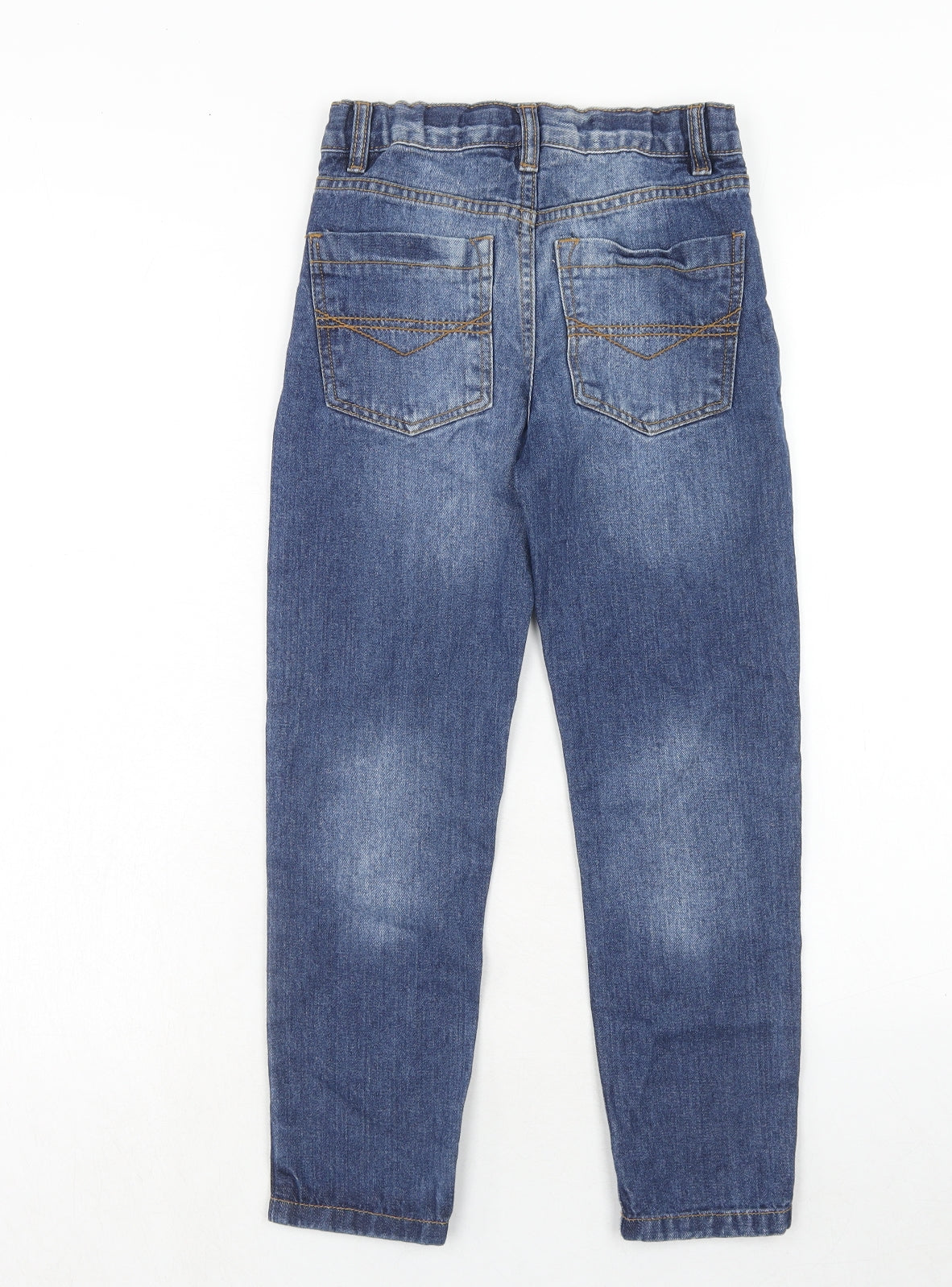 John Lewis Boys Blue Cotton Tapered Jeans Size 8 Years Regular Zip