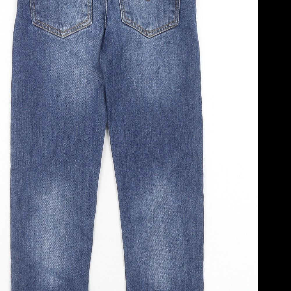 John Lewis Boys Blue Cotton Tapered Jeans Size 8 Years Regular Zip