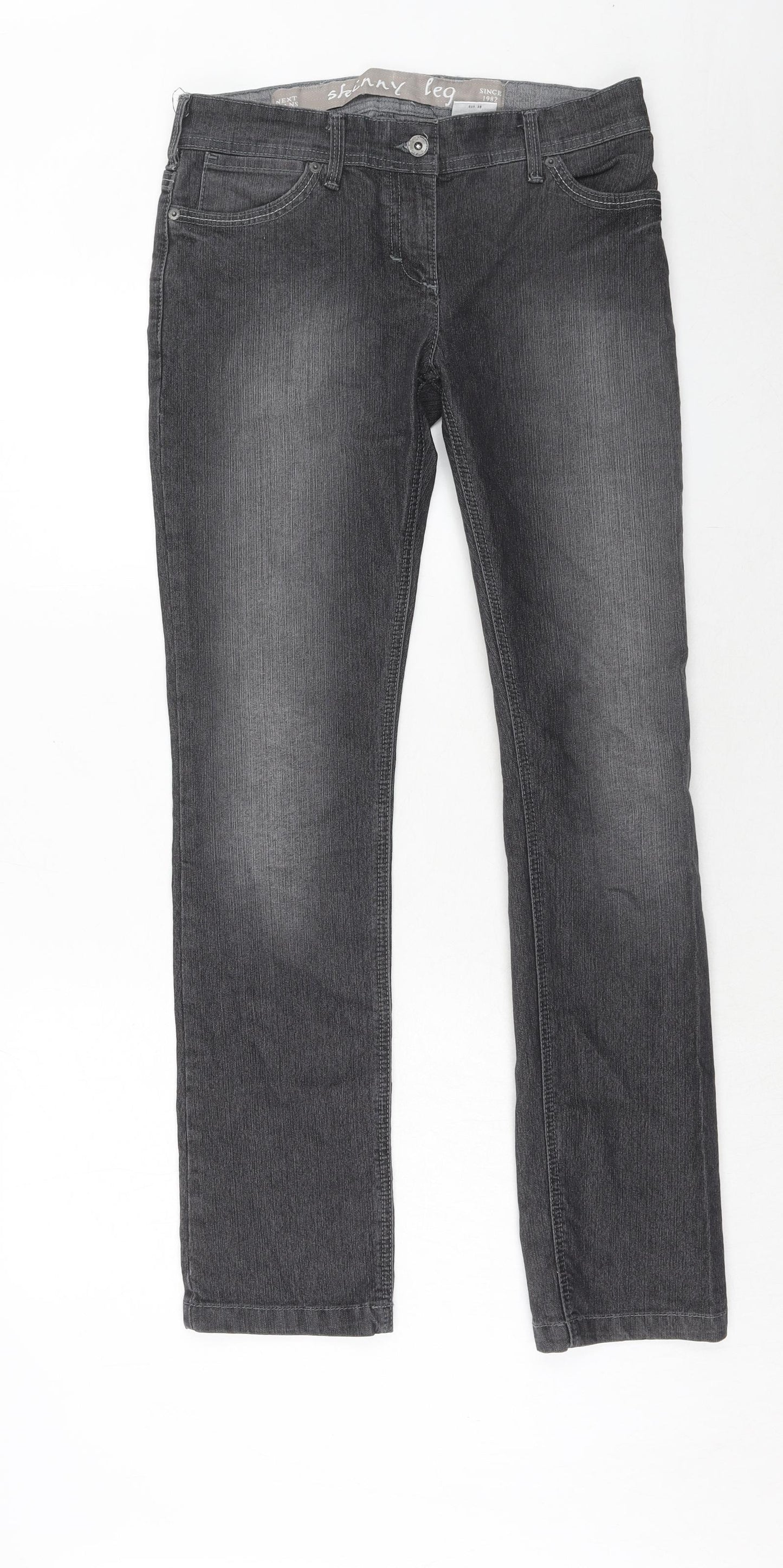 NEXT Womens Grey Cotton Skinny Jeans Size 10 Regular Zip