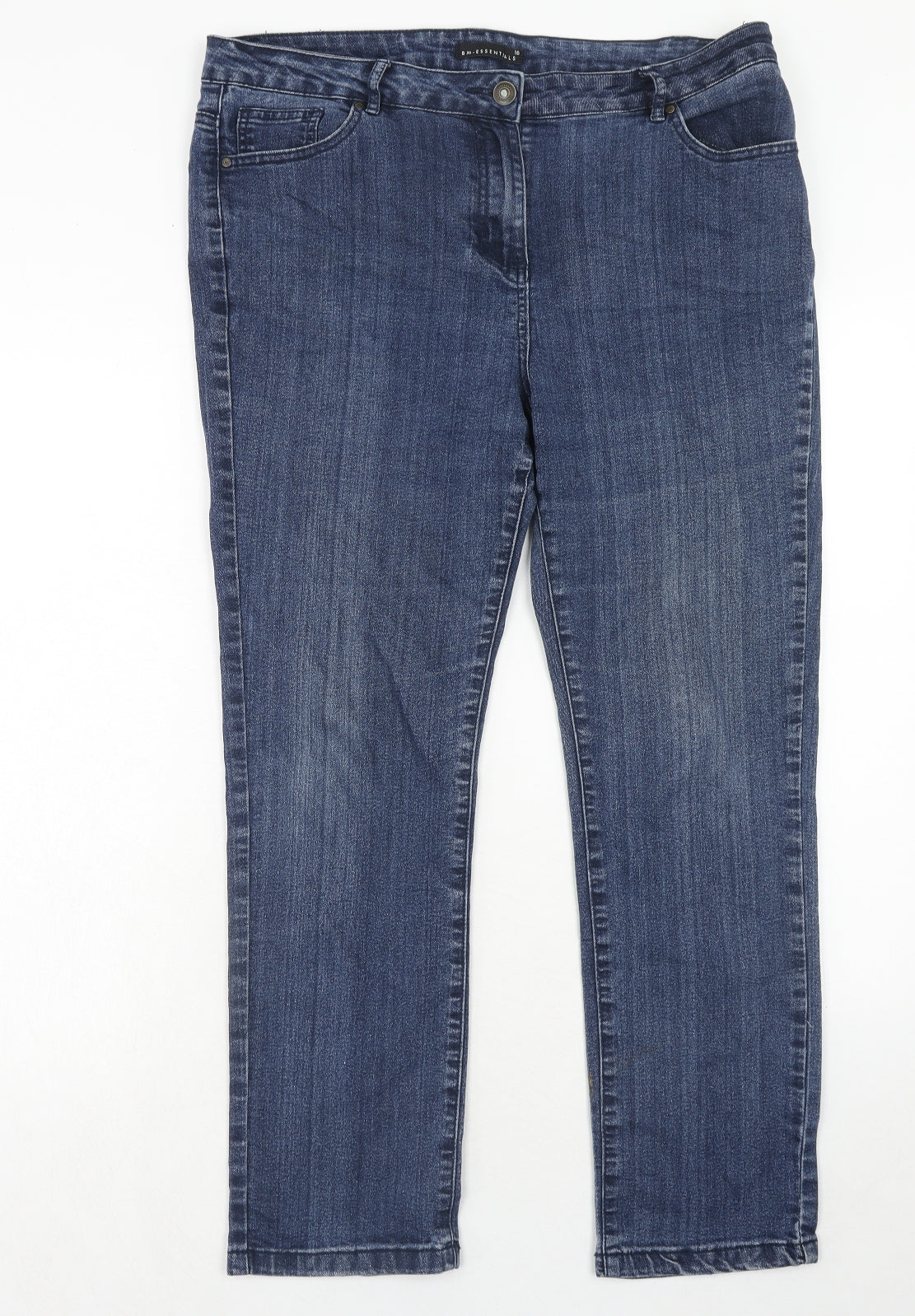 Bonmarché Womens Blue Cotton Straight Jeans Size 16 Regular Zip
