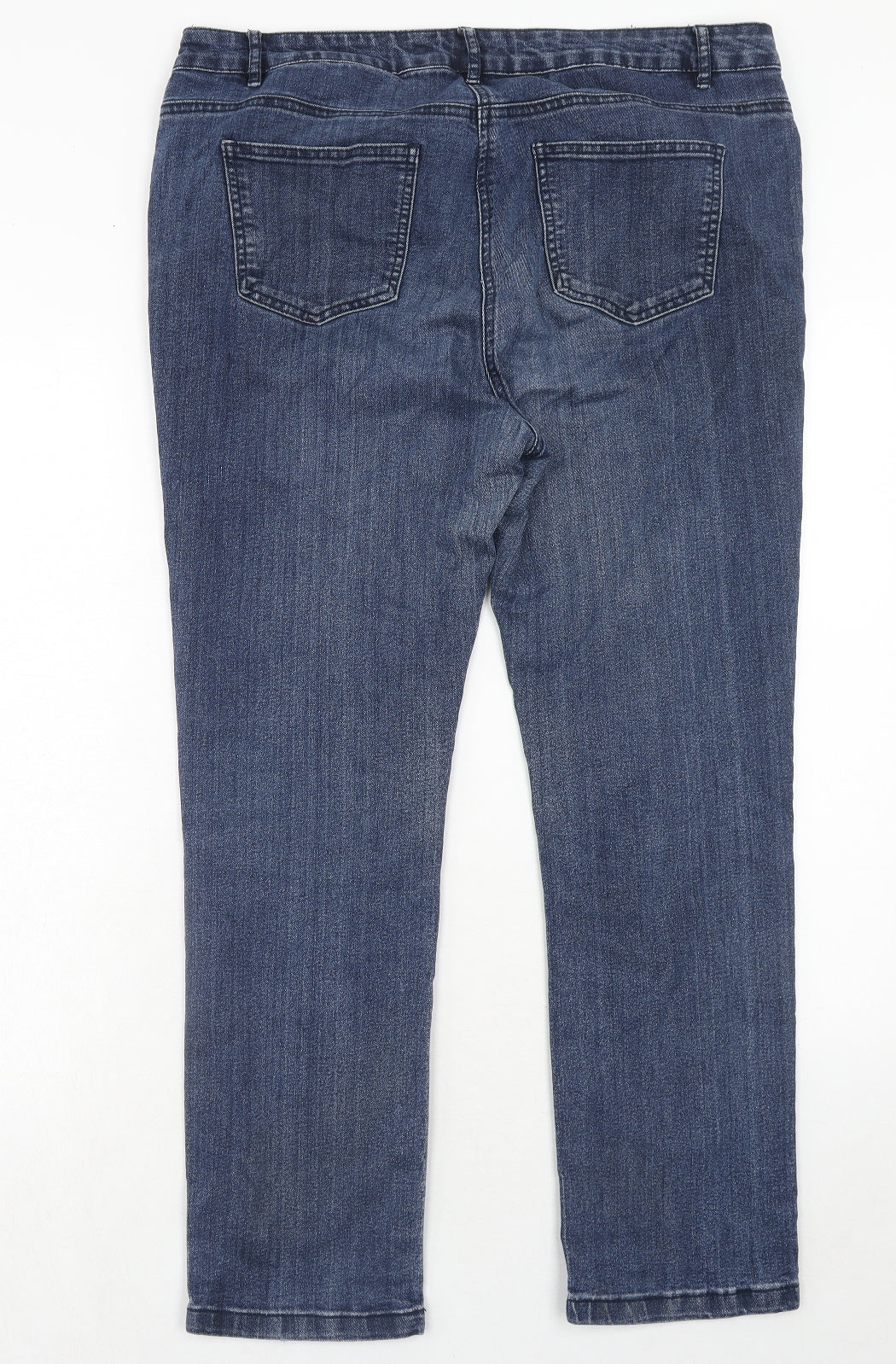 Bonmarché Womens Blue Cotton Straight Jeans Size 16 Regular Zip
