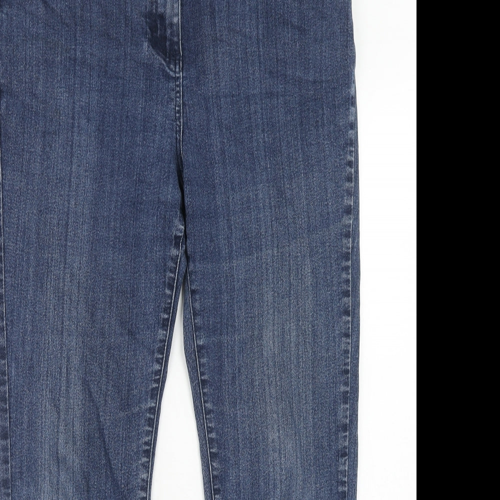 Bonmarché Womens Blue Cotton Straight Jeans Size 16 Regular Zip