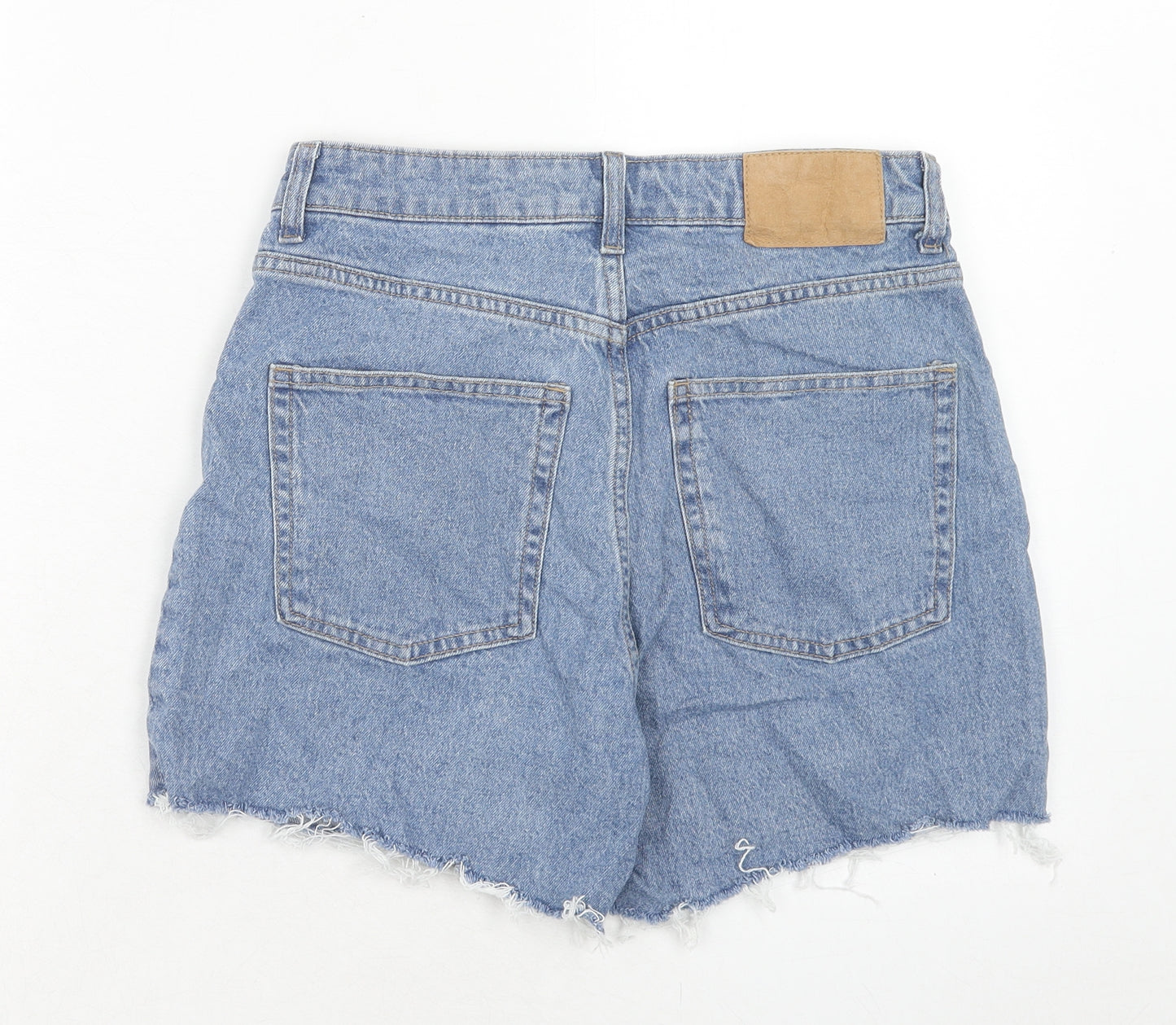 H&M Womens Blue Cotton Cut-Off Shorts Size 10 Regular Zip