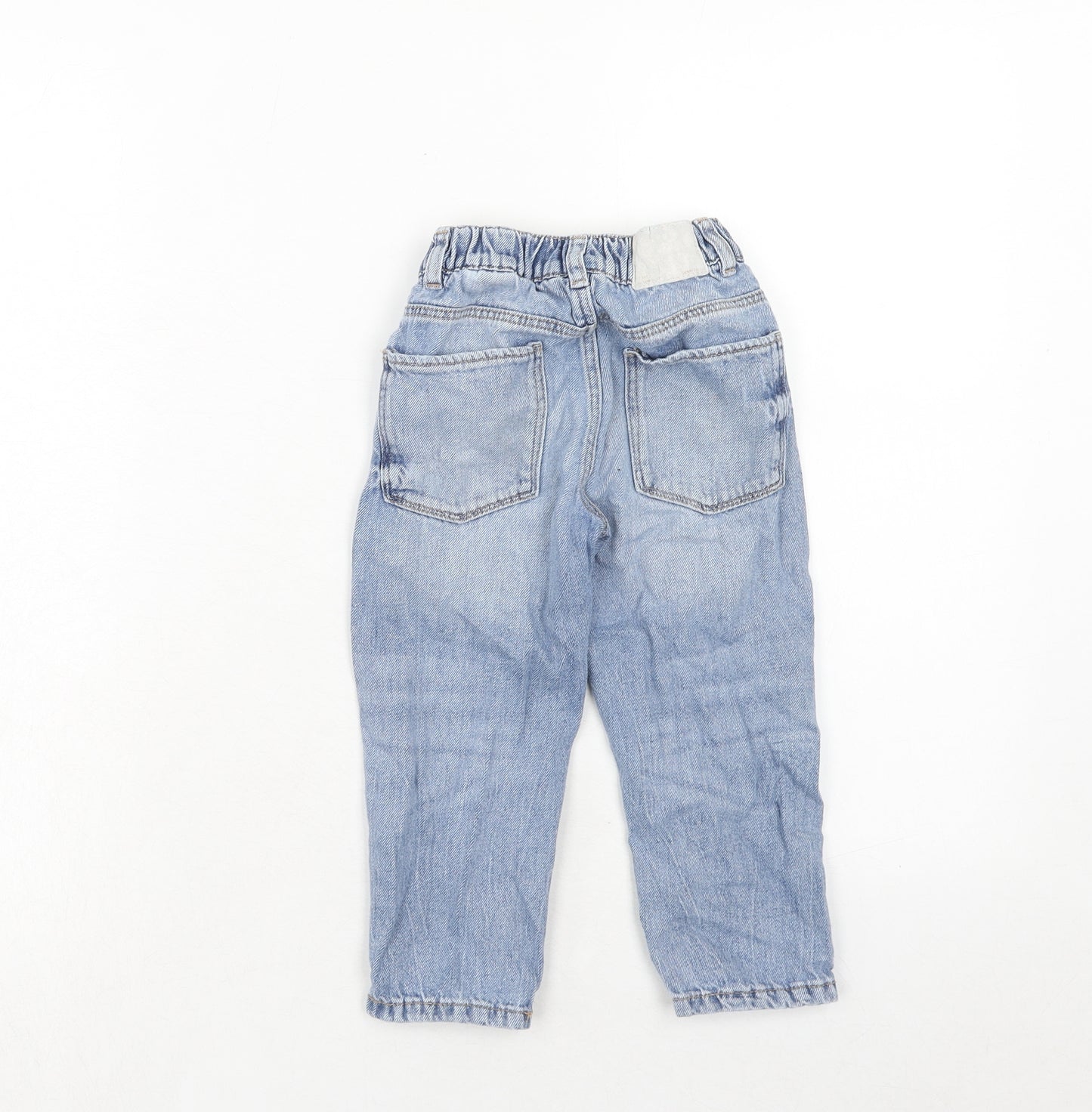 Zara Girls Blue Cotton Straight Jeans Size 3-4 Years Regular Button
