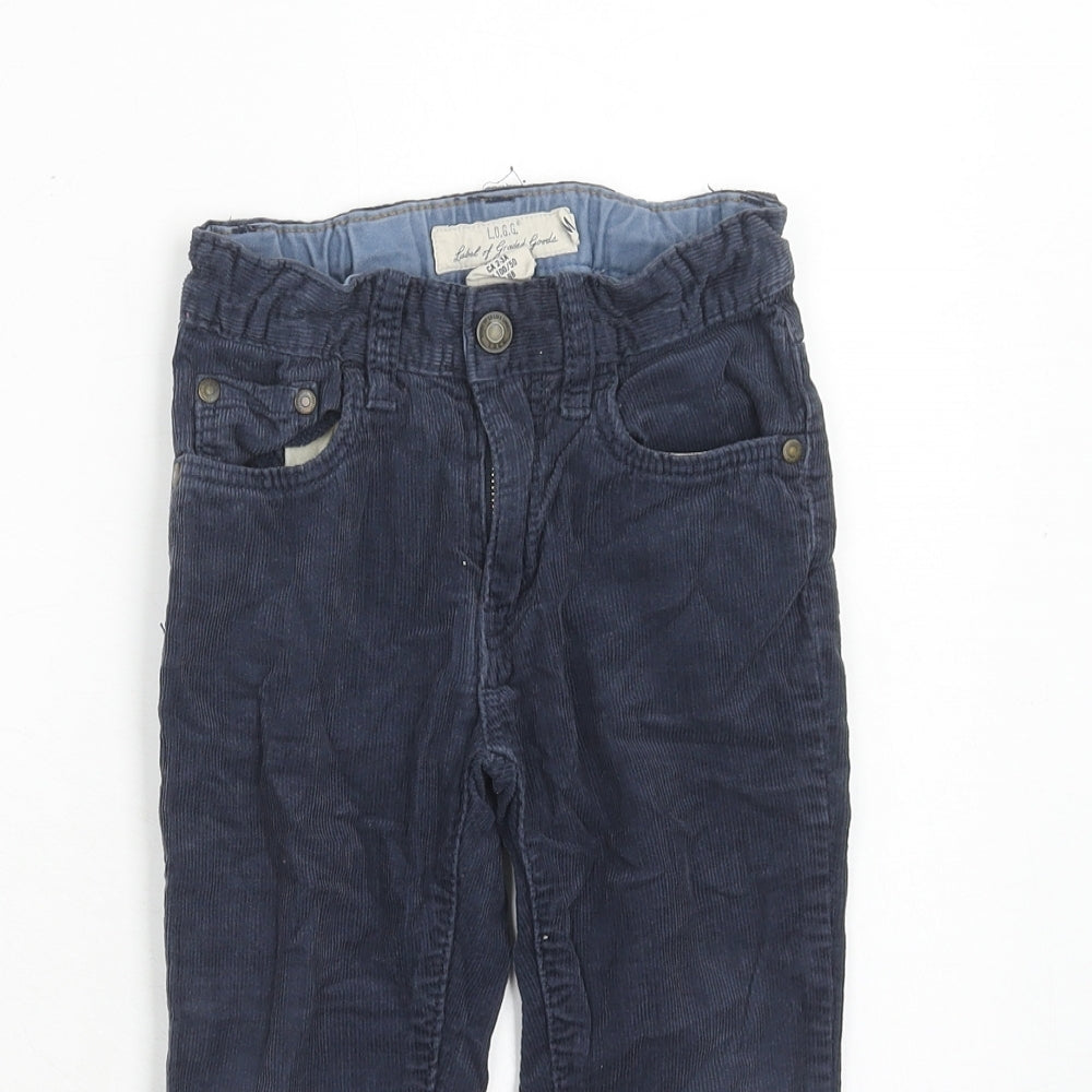 H&M Boys Blue Cotton Chino Trousers Size 2-3 Years Regular Zip