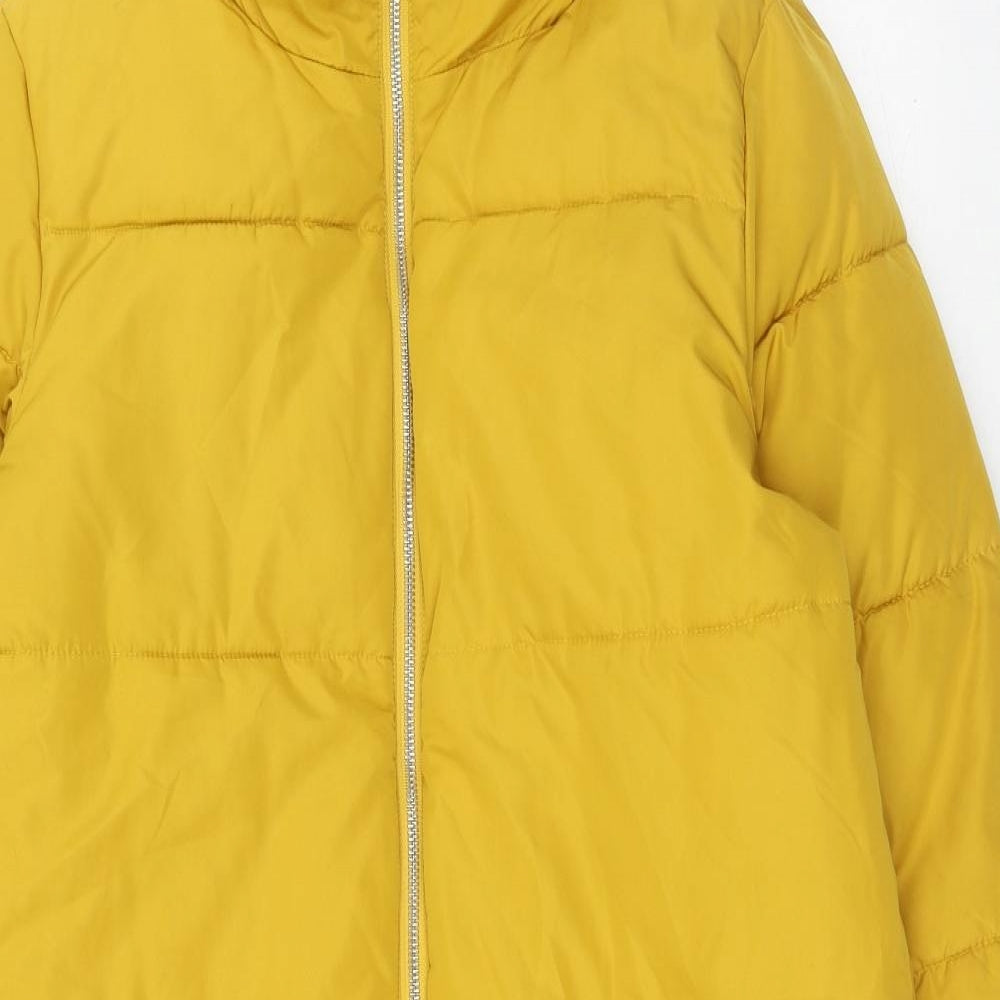Jacqueline de Yong Womens Yellow Quilted Coat Size M Zip